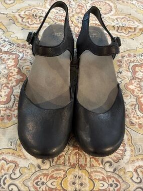 Dansko Black Leather Slingback Mary Jane Clogs